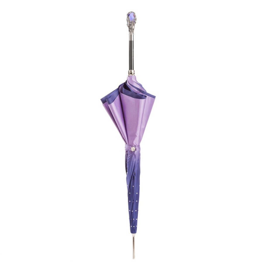 D Lusso Pasotti | 185N 21284-14 W68 - Ombrello Viola Swarovski®, Tessuto Doppio