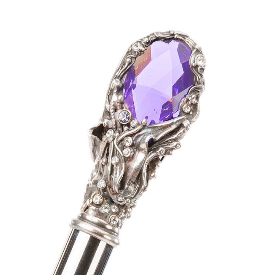 D Lusso Pasotti | 185N 21284-14 W68 - Ombrello Viola Swarovski®, Tessuto Doppio